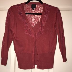 2bBEBE Maroon Lace Cardigan